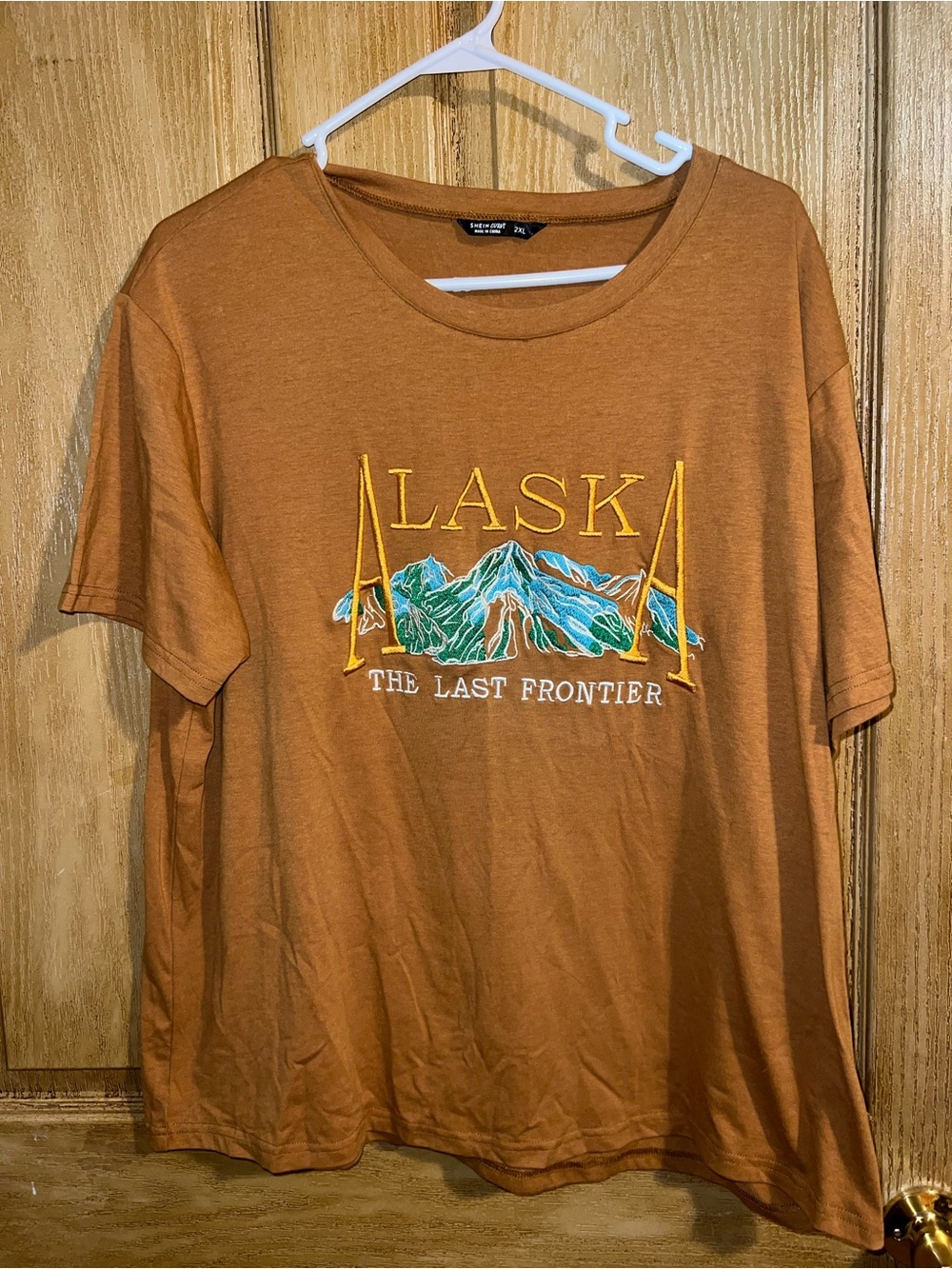 SHEIN Brown Graphic Alaska Mountain Tee